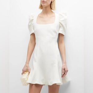 LIKELY Alia White Mini Dress Size 2 Fit and Flare Puff Sleeve Feminine